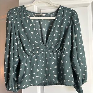 Abercrombie & Fitch V-Neck Green Blouse